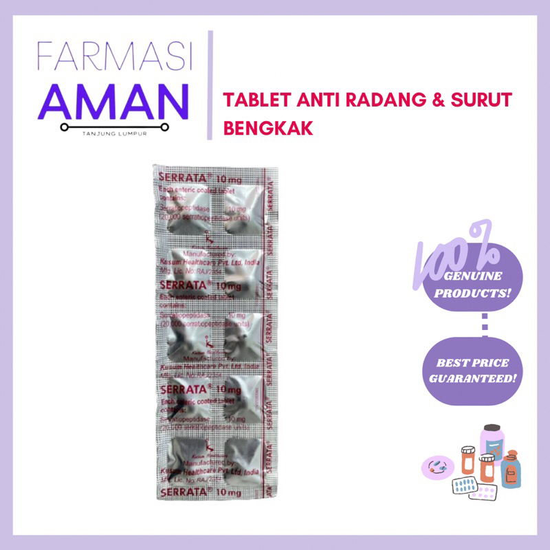 Serrata Tablet 10mg 10’s (Surut Bengkak) | Shopee Malaysia