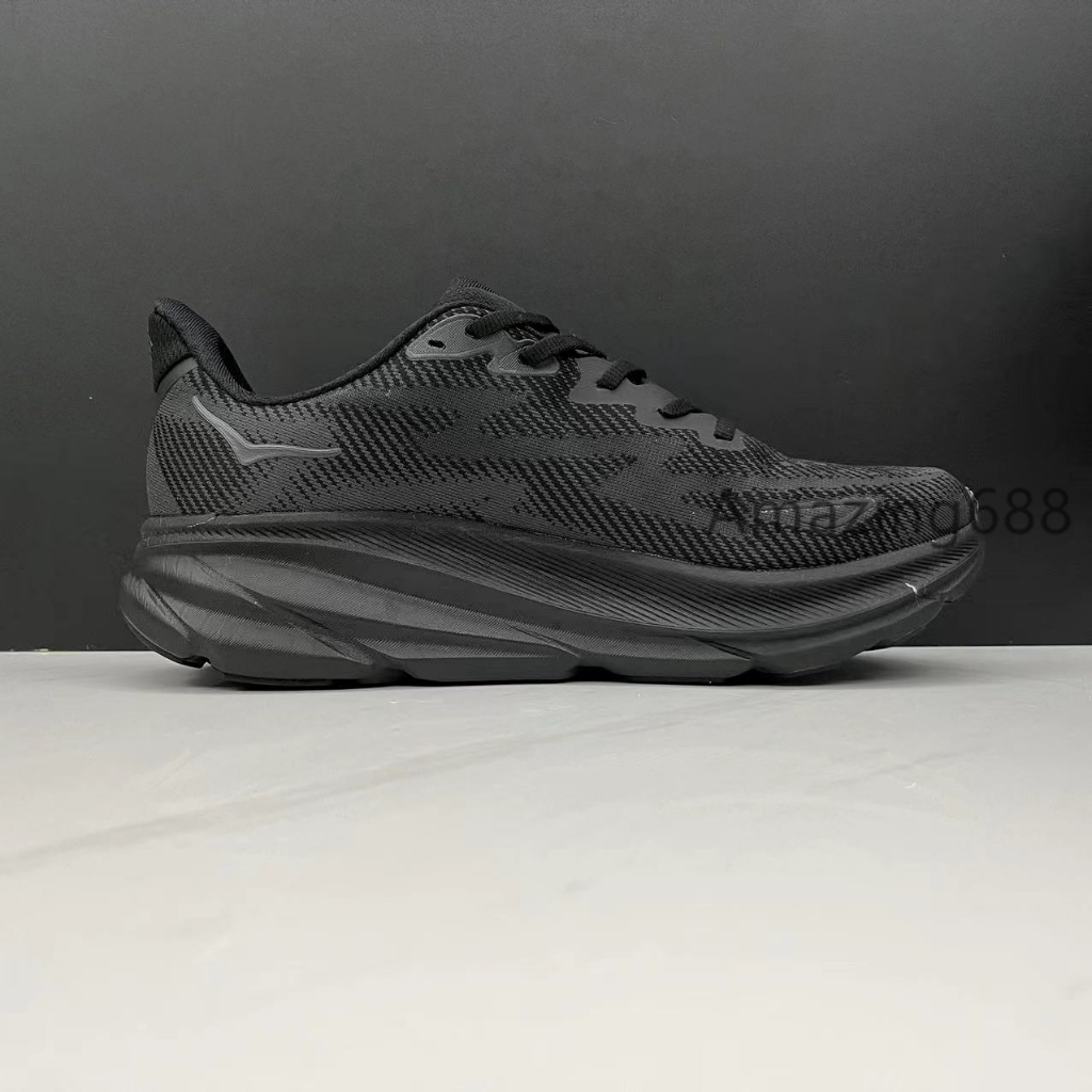 Original HOKA ONE ONE Clifton 9 Shock Absorption Full Black Running shoes Shopee Malaysia