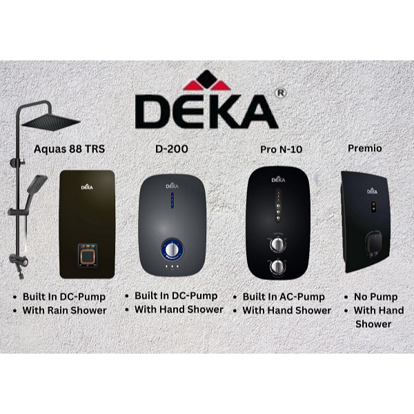 DEKA WATER HEATER WITH BUILT IN PUMP & NO PUMP PEMANAS AIR DENGAN PUMP ...