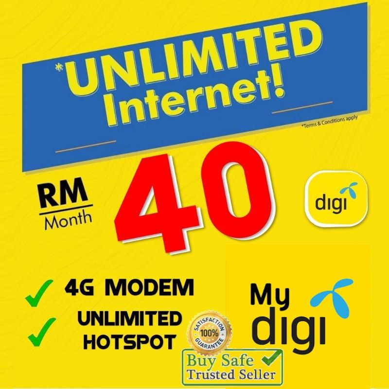 Digi Prepaid Next 40 Unlimited Call For Modem/Android/Iphone