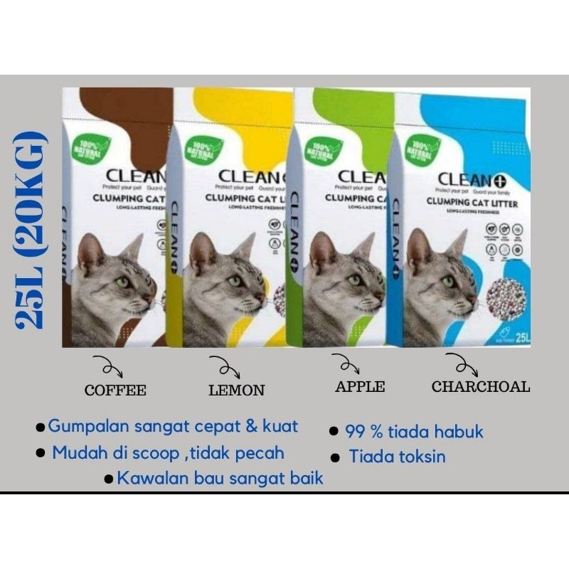 CLEAN+ Cat litter 25L( 20kg) | Shopee Malaysia