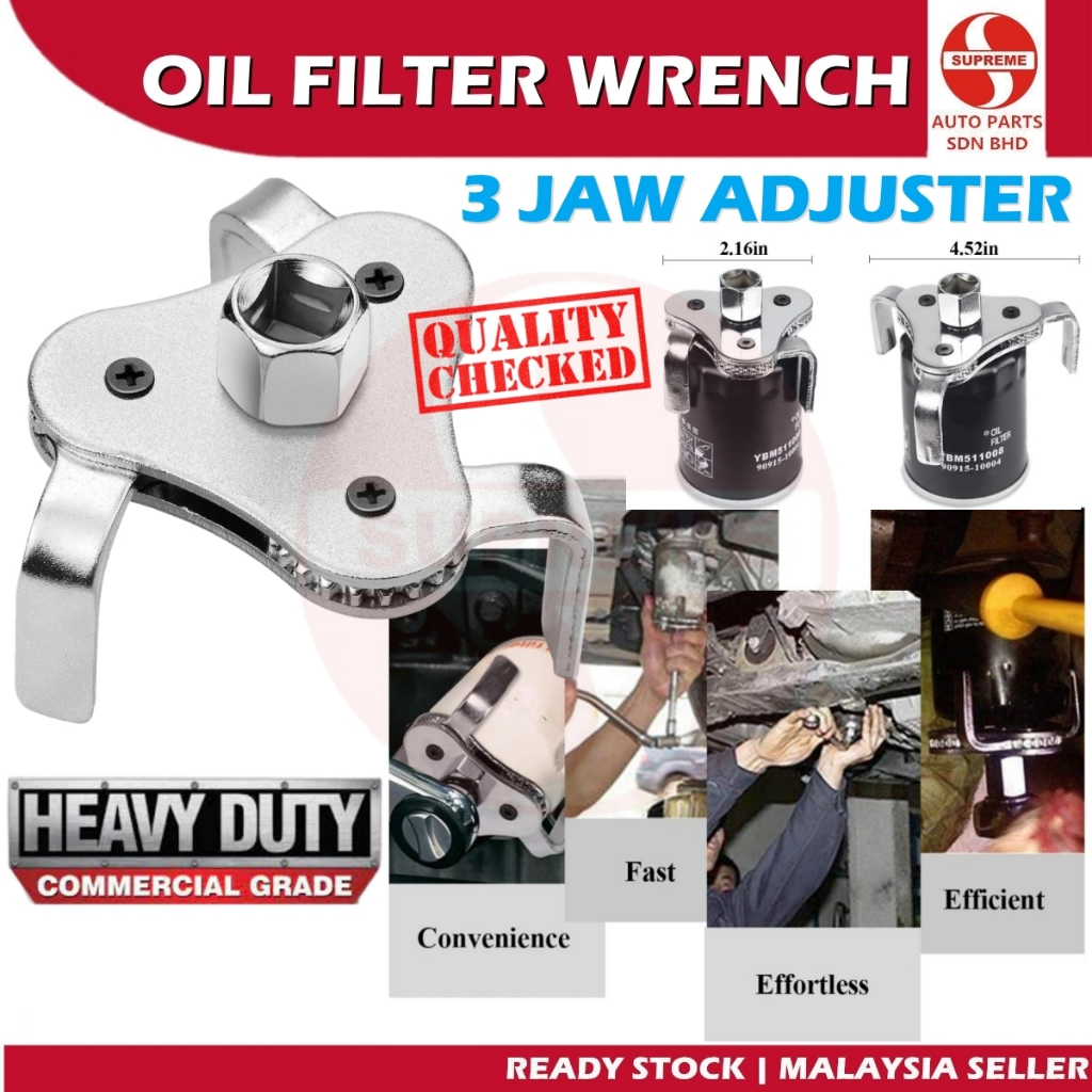 S2U 3 Jaw Two Way Adjustable Oil Filter Opener 1/2 Socket Wrench Tool ...