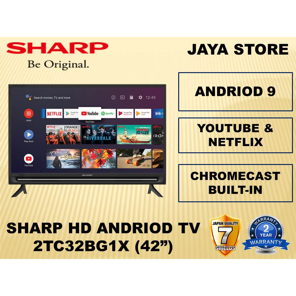 Sharp HD Ready Android LED TV with DVBT2 (32") 2TC32BG1X (YOUTUBE