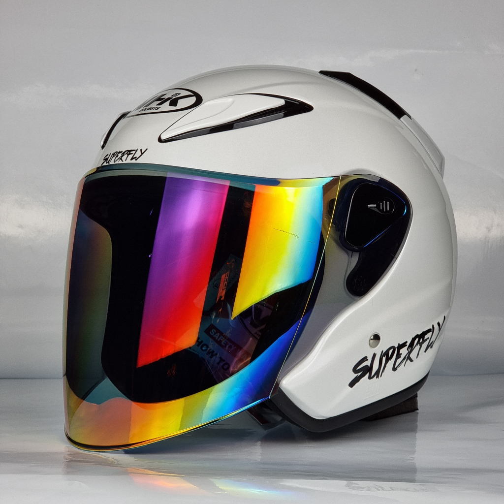 NHK Helmet X SUPERFLY R6 v2 Solid (White Pearl Glossy) | Shopee Malaysia