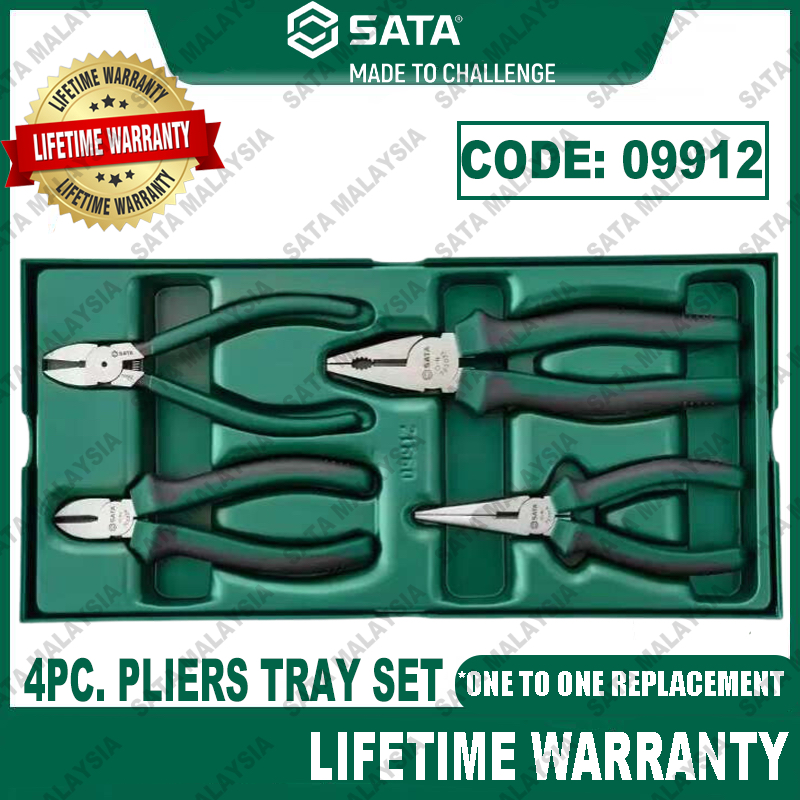 SATA 4Pc. Pliers Tray Set CrV Rust Resist Pliers Sata Tools Plier Set