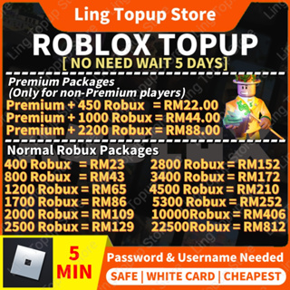 INSTANT] Premium+2200Robux Topup 100% Legit, Roblox
