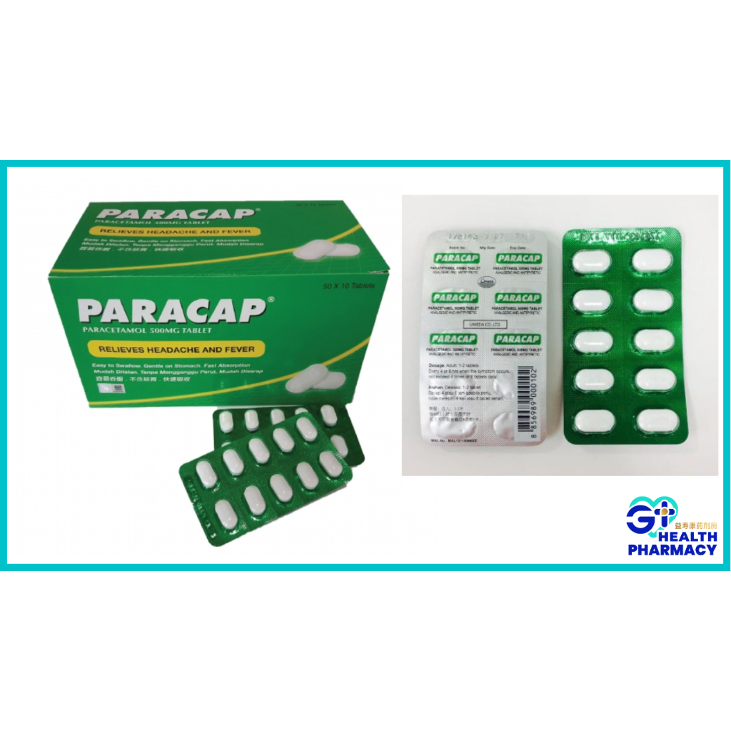 PARACAP Paracetamol 500mg Tablet - 1 x 10 Tablets [STRIP] Paracap ...