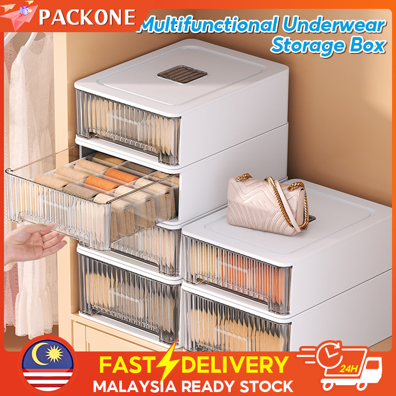 PACKONE Underwear Storage Box 18 Grid Drawer Organizer Stackable