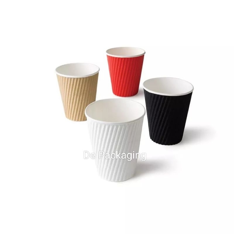 12oz Ripple Wall Paper Hot Cup & Cup lids | Shopee Malaysia