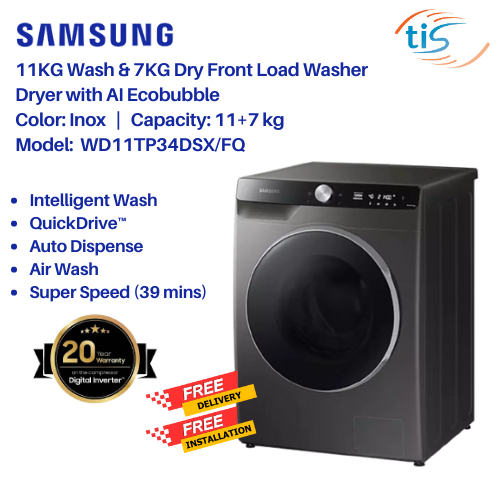 SAMWD11TP34DSX/FQ Samsung 11KG Wash & 7KG Dry Front Load Washer