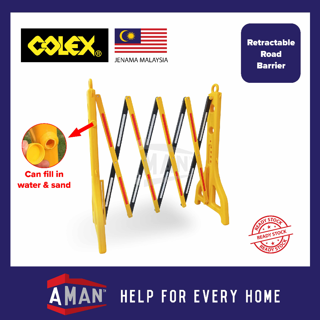 COLEX 2.44m Retractable Road Barrier Extendable Safety Barricade
