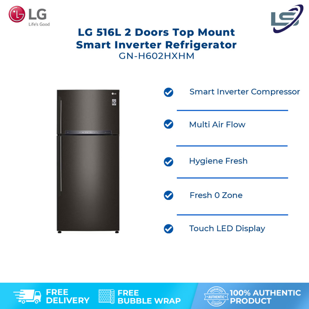 LG 516L / 602L 2 Doors Top Mount Smart Inverter Refrigerator GN