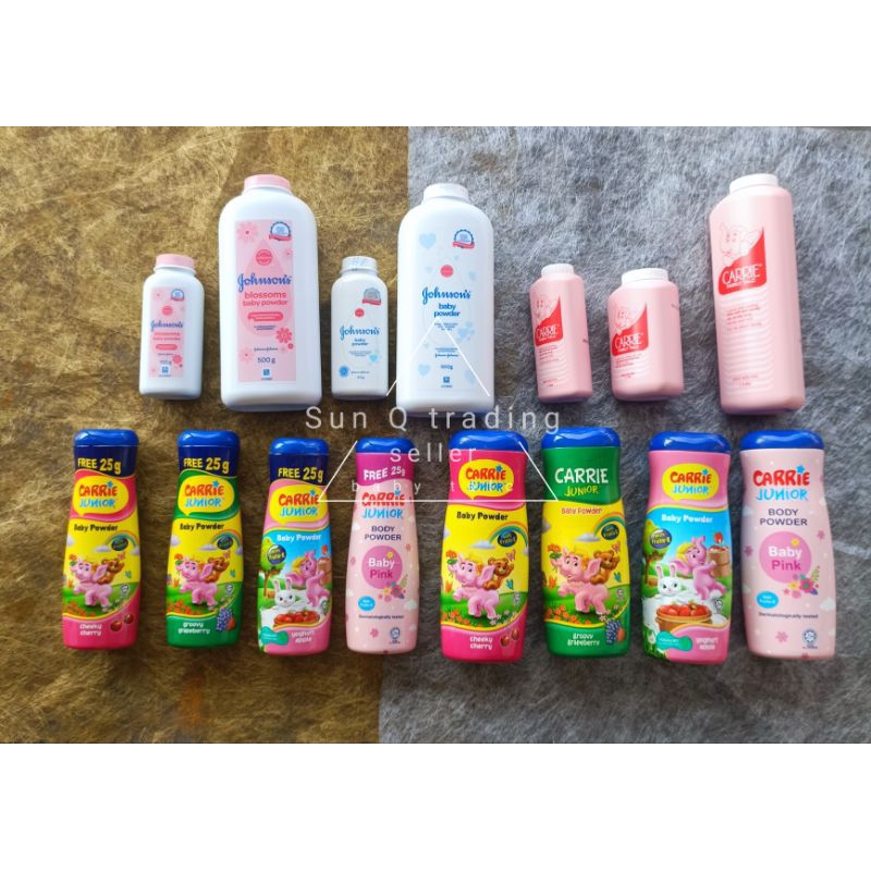 baby powder @minyak rambut dan bedak badan(johnsons @carrie junior ...