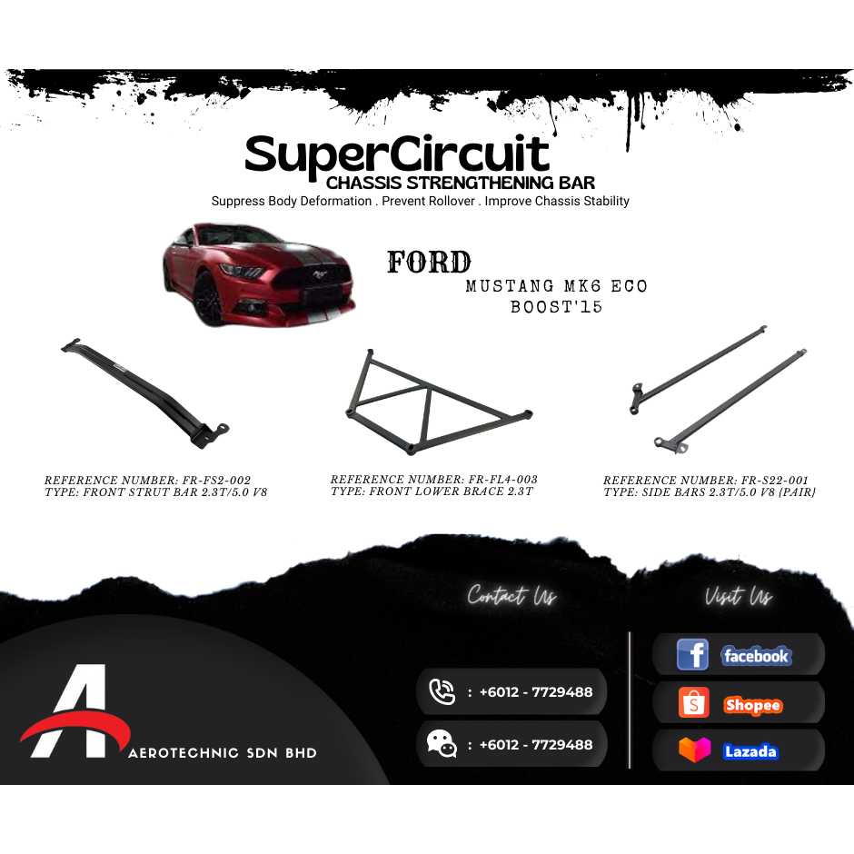 SuperCircuit Chassis Strengthening Bar Ford Mustang GT 5.0 V8 201522