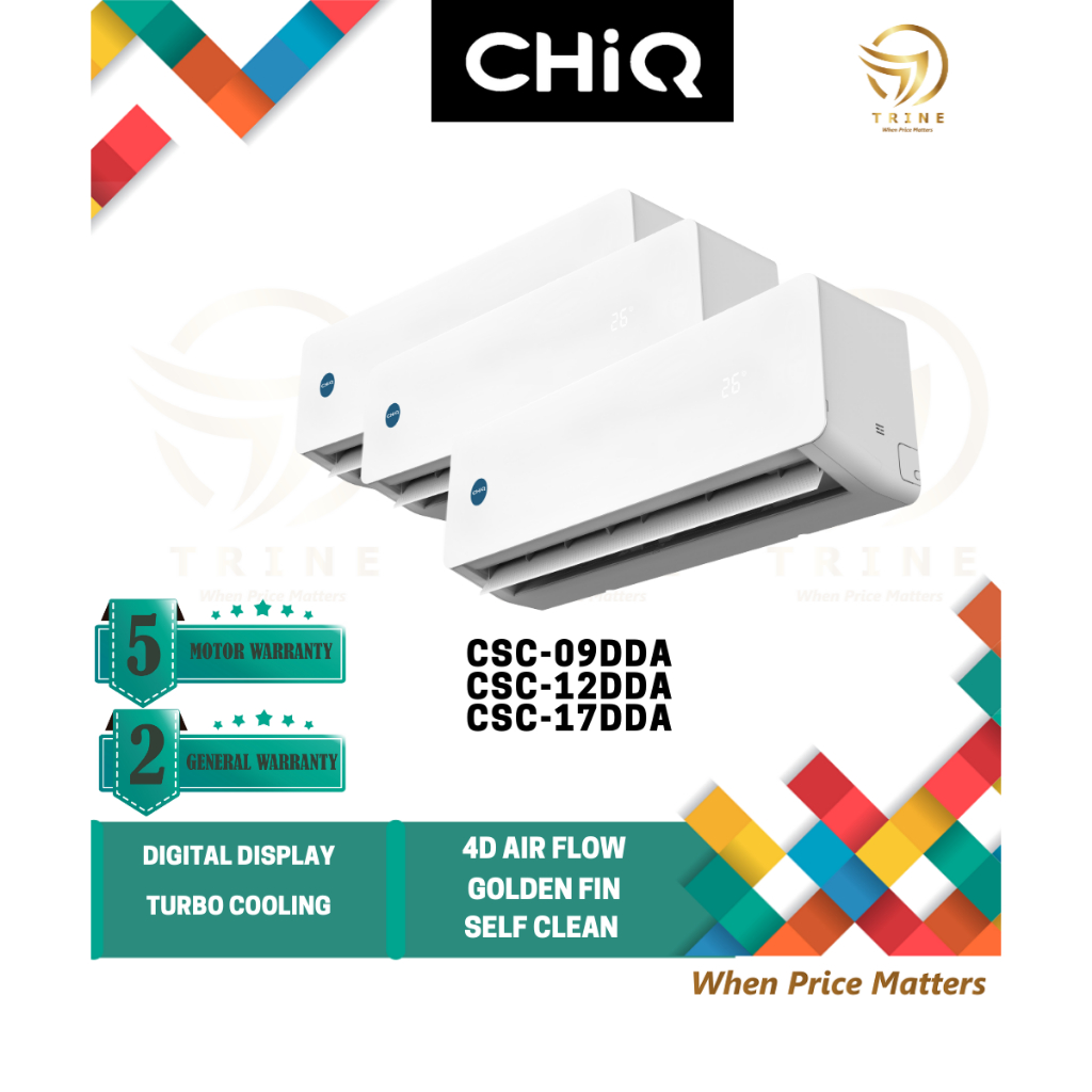 CHiQ Non-Inverter Air Cond R32 Air Conditioner 9K-17K BTU Fast Cooling ...