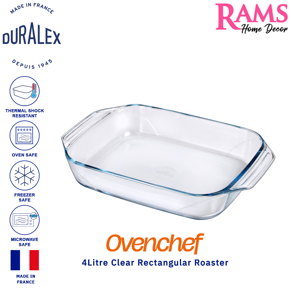 Duralex Ovenchef Clear Rectangular Roaster Heat Resistant