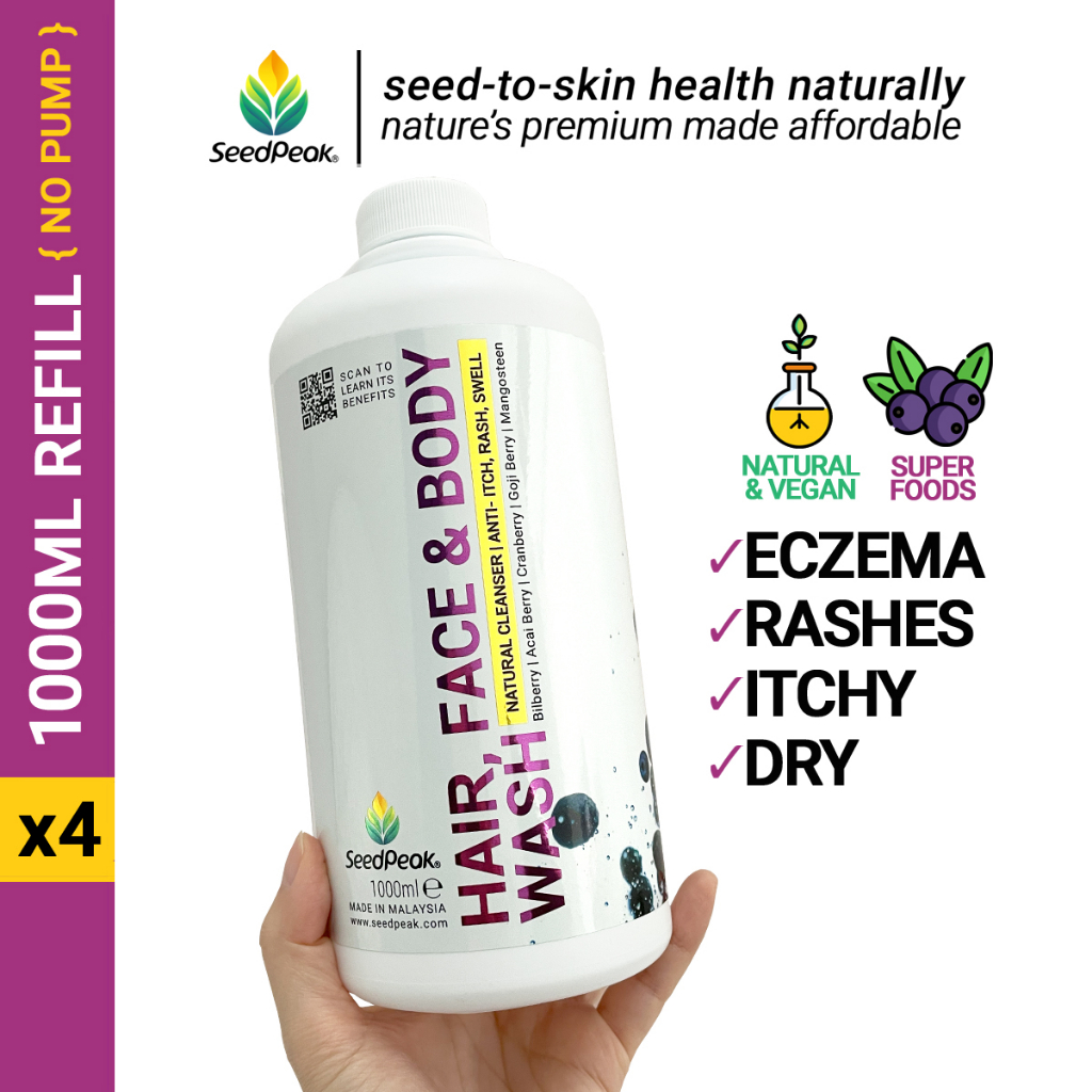 [X4] SeedPeak Hair, Face & Body Wash [MB] 1000ML Eczema Itchy