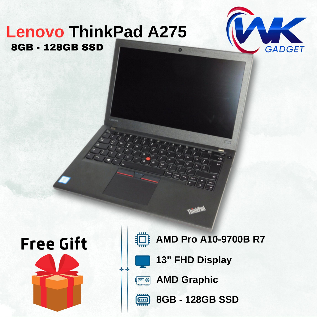 Lenovo ThinkPad A275 | AMD Pro A10-9700B R7 | 8GB - 128GB SSD | Win 10 ...