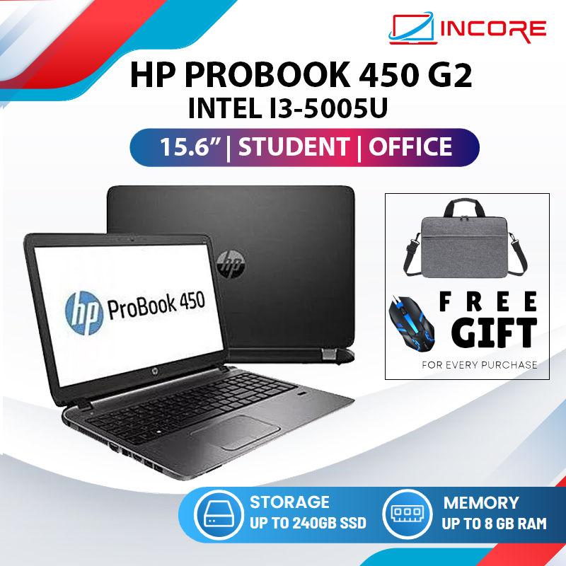 HP ProBook 450 G2 - Intel I3-5005 / AMD Pro A6-7050B / 8GB Ram