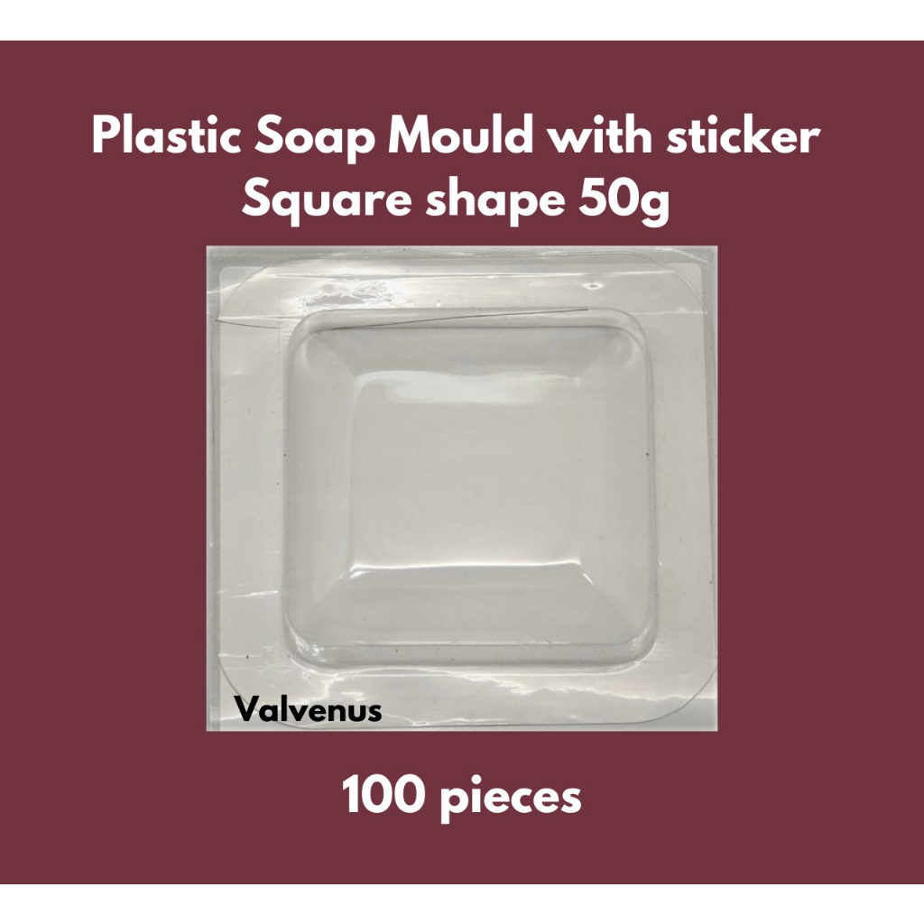 100 pcs Square Shape 50g plastic soap mould with sticker acuan sabun
