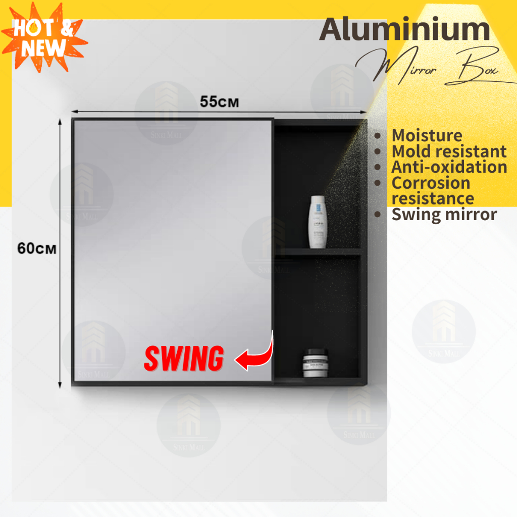 Aluminum Mirror Wall Mounted Storage Separate Bathroom