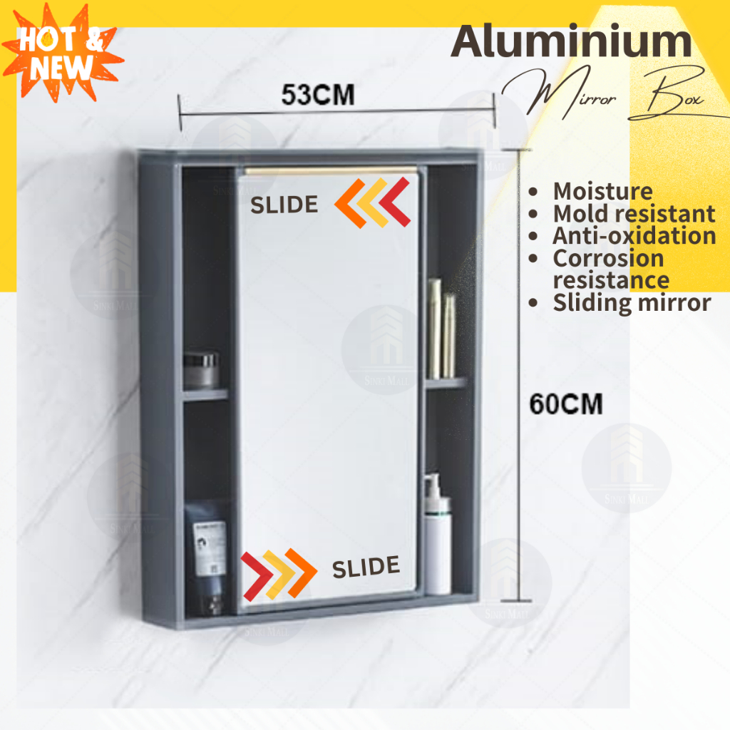 Aluminum Mirror Wall Mounted Storage Separate Bathroom