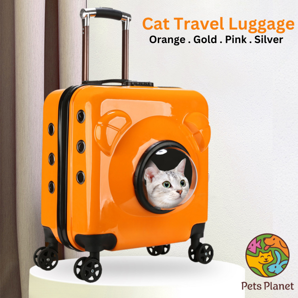 Pet Trolley Cat Bag Transparent Pet Carrier Travel Carrier Beg Kucing