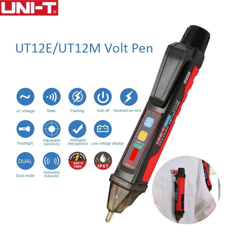 UNI-T UT12E/UT12M Socket Wall AC Voltage Detector Indicator 24V-1000V ...