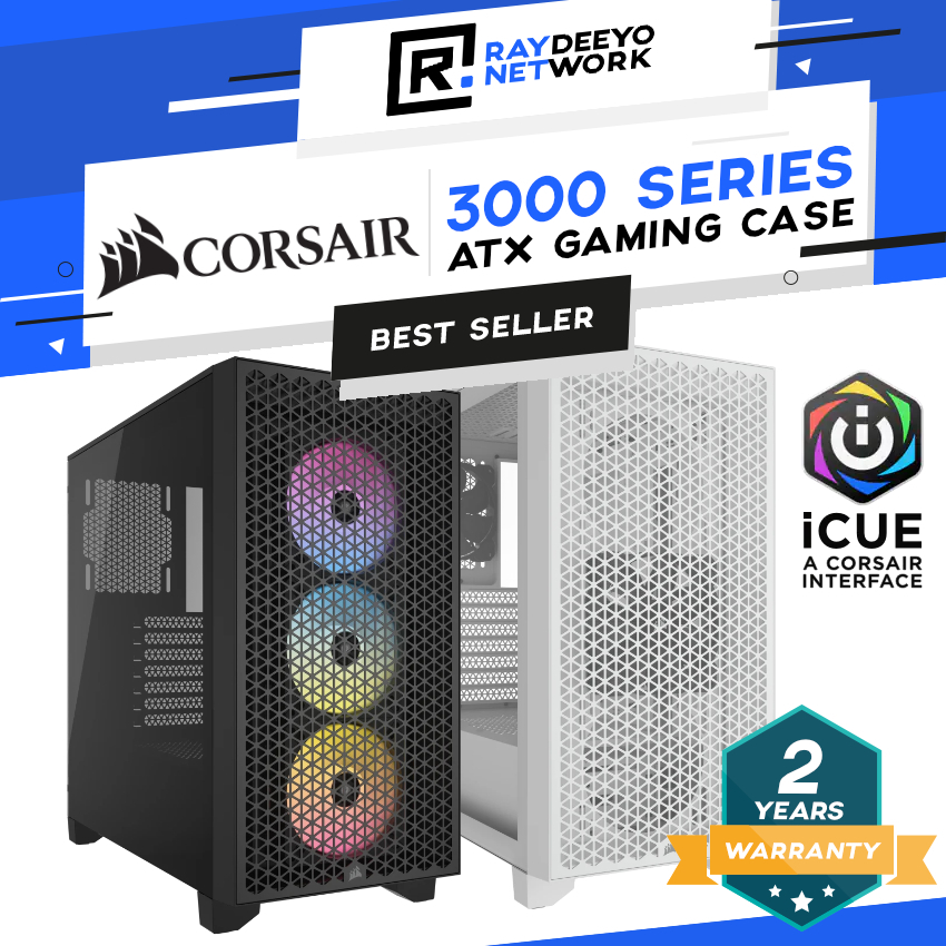 Corsair 3000D Airflow / 3000D RGB Airflow Mid-Tower ATX Case Casing ...