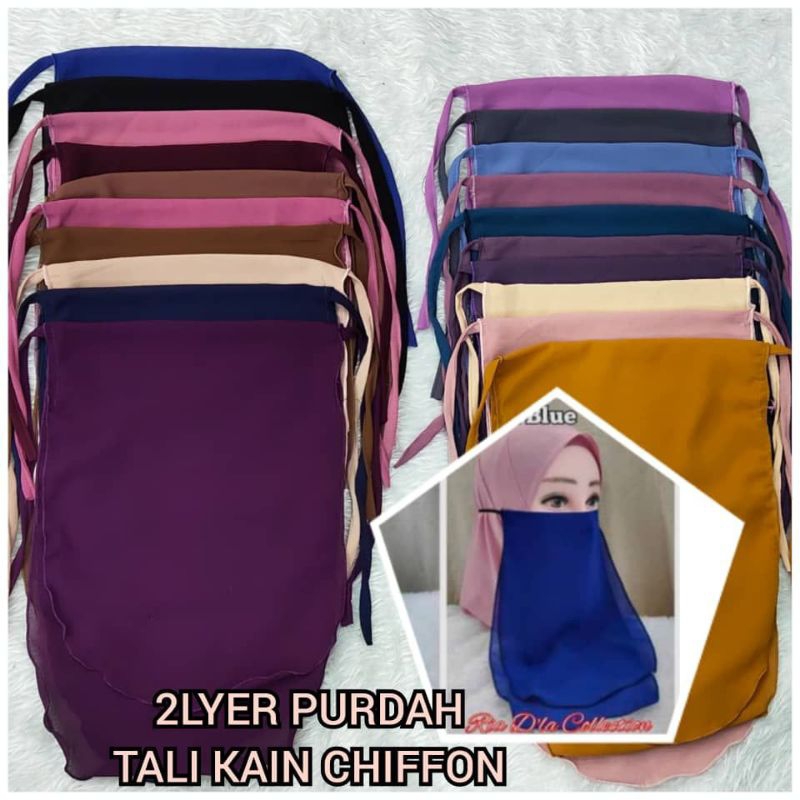 PURDAH 2 LAYER HEAVY CHIFFON MIX COLOR @ BLACK | Shopee Malaysia