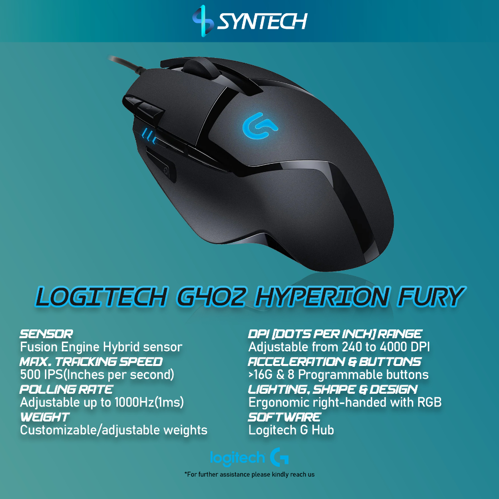 Original Logitech G402 Optical Gaming Mouse Hyperion Fury USB 8