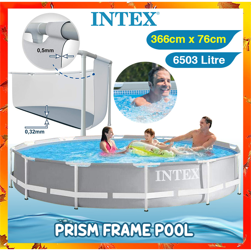 INTEX 26710 Prism Frame Round Pool Swimming Pool Steel Frame PVC Family ...