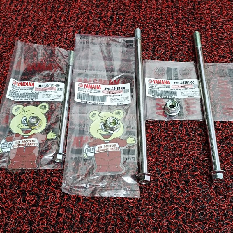 YAMAHA Y110 OLD SS1 FRONT REAR WHEEL SWING ARM SHAFT WITH NUT 3 IN 1 ...