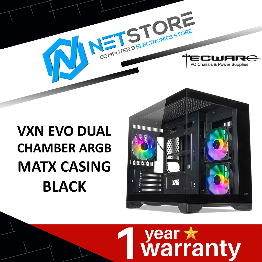 TECWARE VXN EVO DUAL CHAMBER ARGB MATX CASING - BLACK - TWCA-VXNEV-BKAR ...