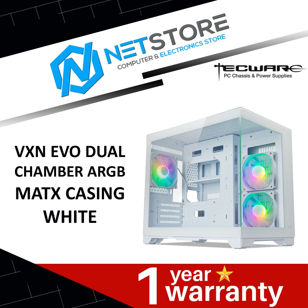 TECWARE VXN EVO DUAL CHAMBER ARGB MATX CASING WHITE - TWCA-VXNEV-WHAR ...