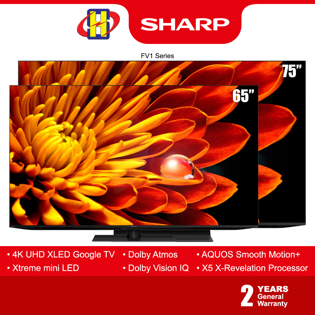 Sharp 4K UHD XLED Google TV (65"75") FV1 Series QD AQUOS Xtreme Smart