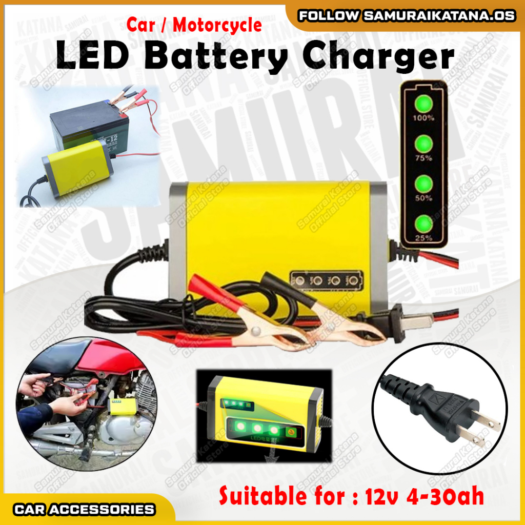 Car Motorcycle E-bike DC12V 2A-3A LED Battery Charger Smart Power ...