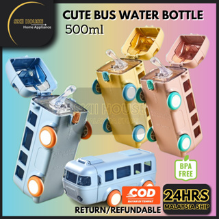 Cute Water Bottle with Strap Toy Bus Portable Water Cups for Kids