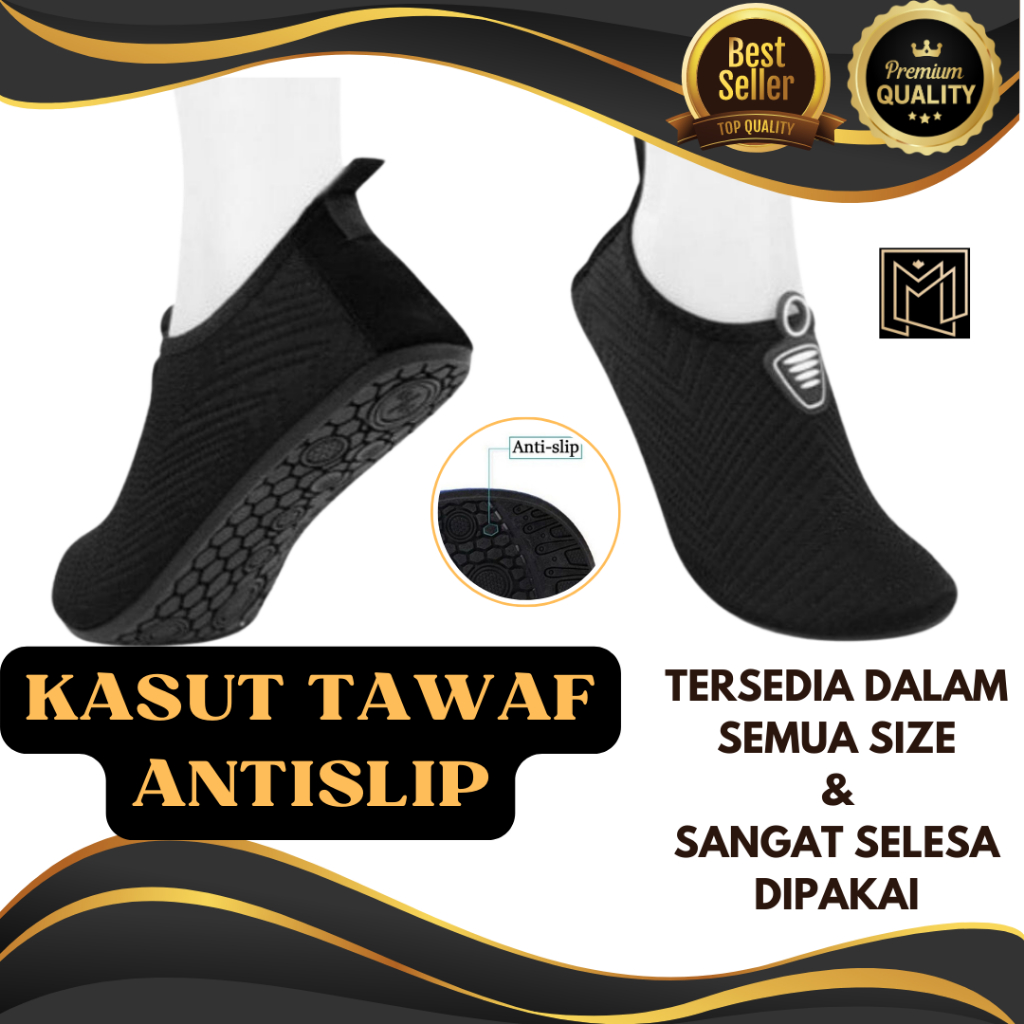 Kasut Tawaf Anti Slip Umrah Haji Tapak Getah Shoes Muslimah Socks Hajj