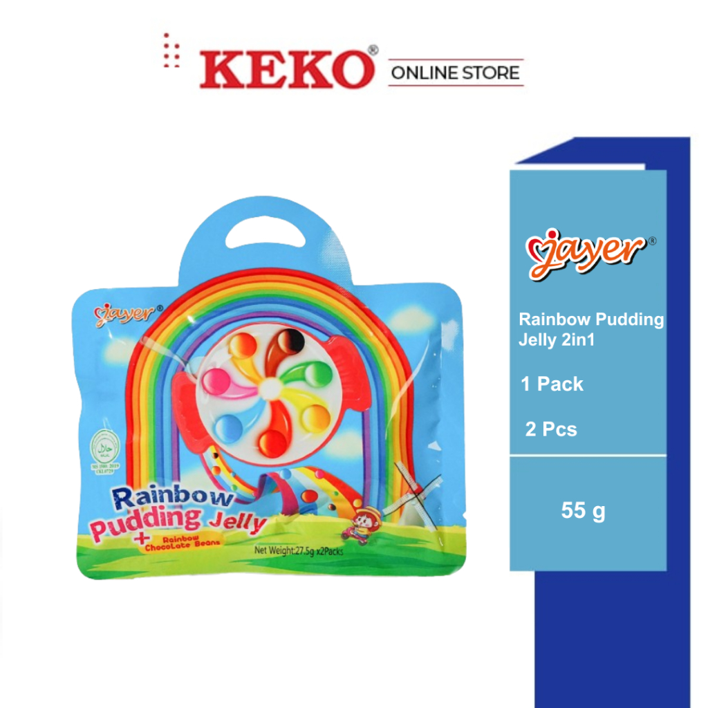 HALAL JAYER Rainbow Pudding Jelly 2in1 Pack / Jajan Agar Jeli Pelangi (2 Piece) 彩虹布丁果冻 2粒装