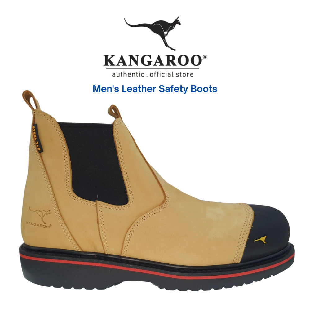 KANGAROO Original Men Safety Steel Toe Steel Plate Genuine Leather Boots Yellow 9975 A42 Shopee Malaysia