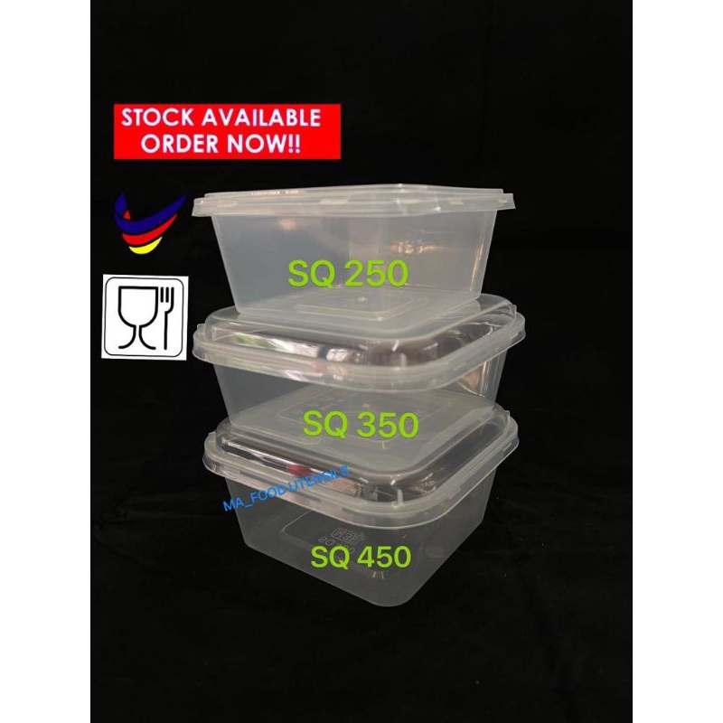 MSE SQ Square Container With Lid 250/350/450 Bekas Makanan | Shopee ...