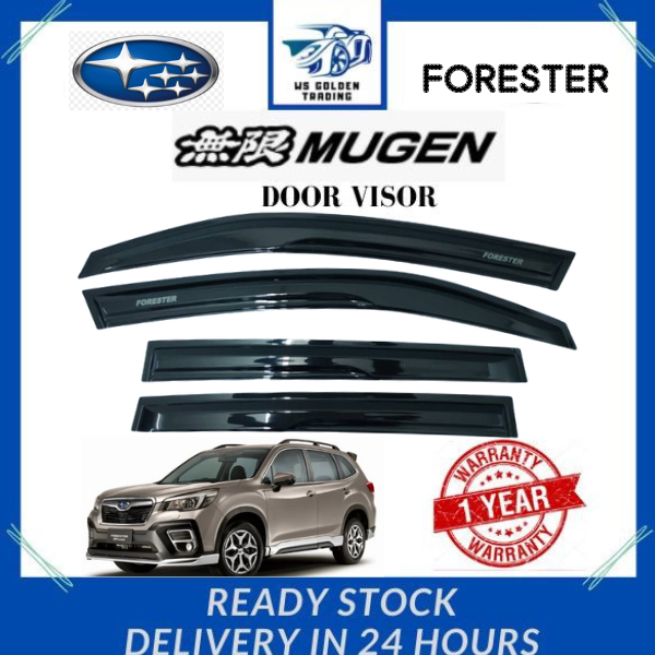 JDM Mugen Style Window Visors / Rain Guards For 2019+ Subaru Forester – 4pc Glossy Black With Hardware
