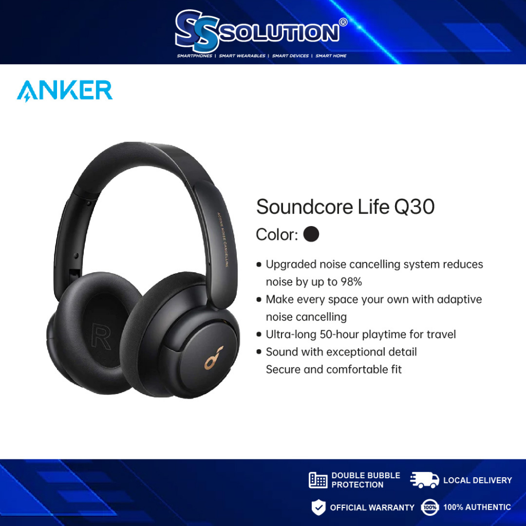 Anker Soundcore Life Q30 Wireless Headphones l Hybrid Active Noise  Cancellation l Hi-Res Audio