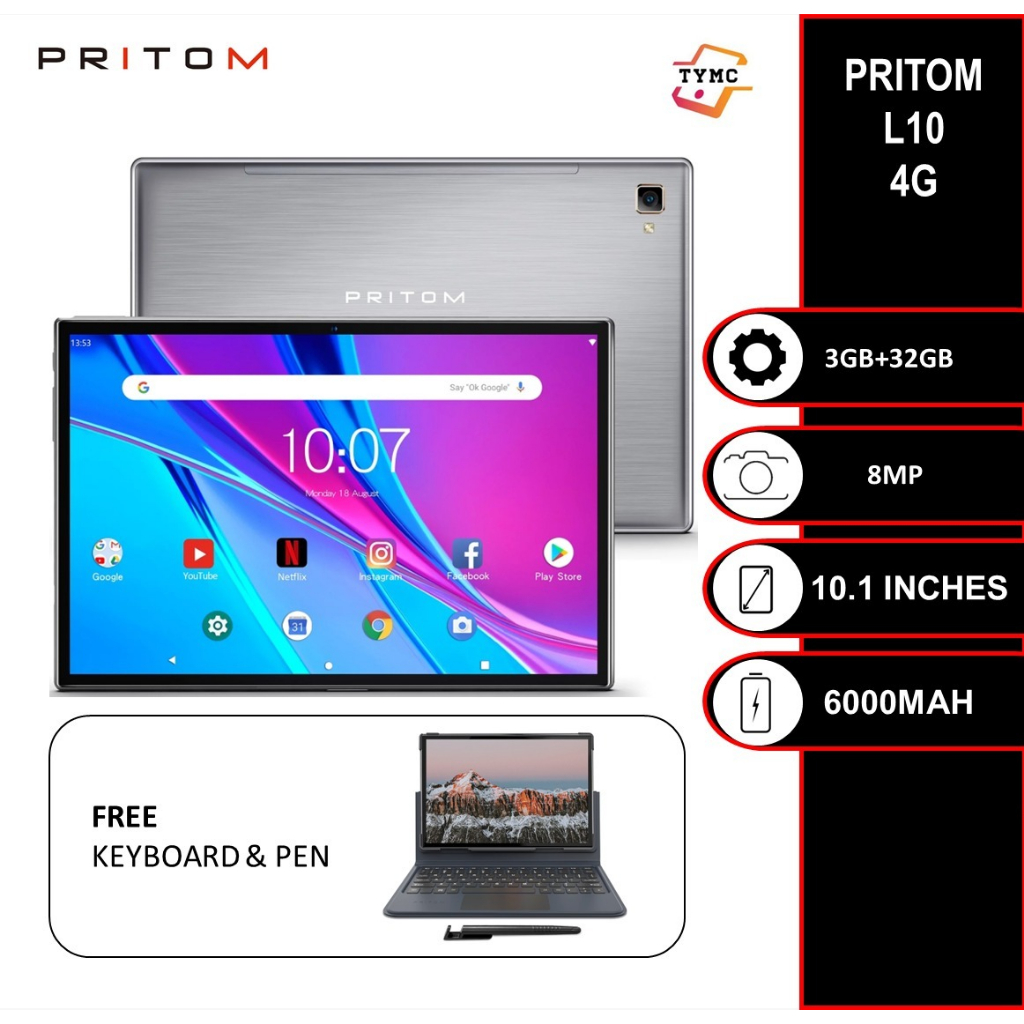 Custodia Con Supporto Per Tablet Pritom Tronpad L10 10 Pollici - Pelle Sintetica