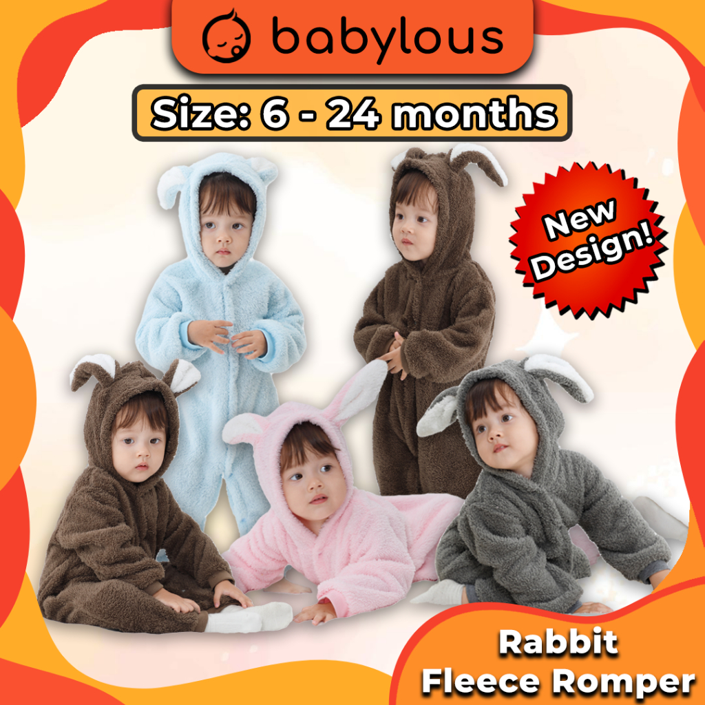 Newborn Coral Fleece Long Sleeve Rabbit Baby Romper Baju Bear Bayi ...