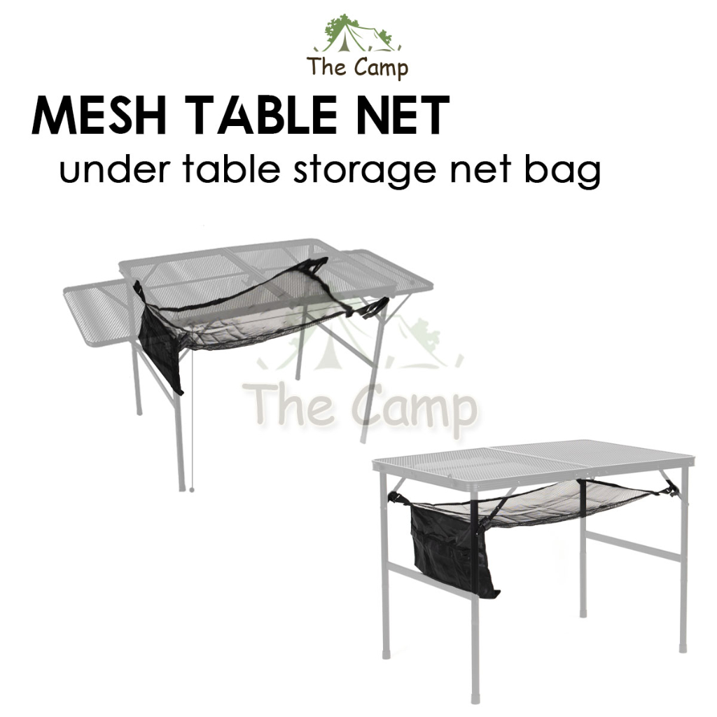 Outdoor Camping Mesh Table Under Table Net Storage Bag Foldable Suitcase  Size Portable Lightweight Black Iron Mesh Rack