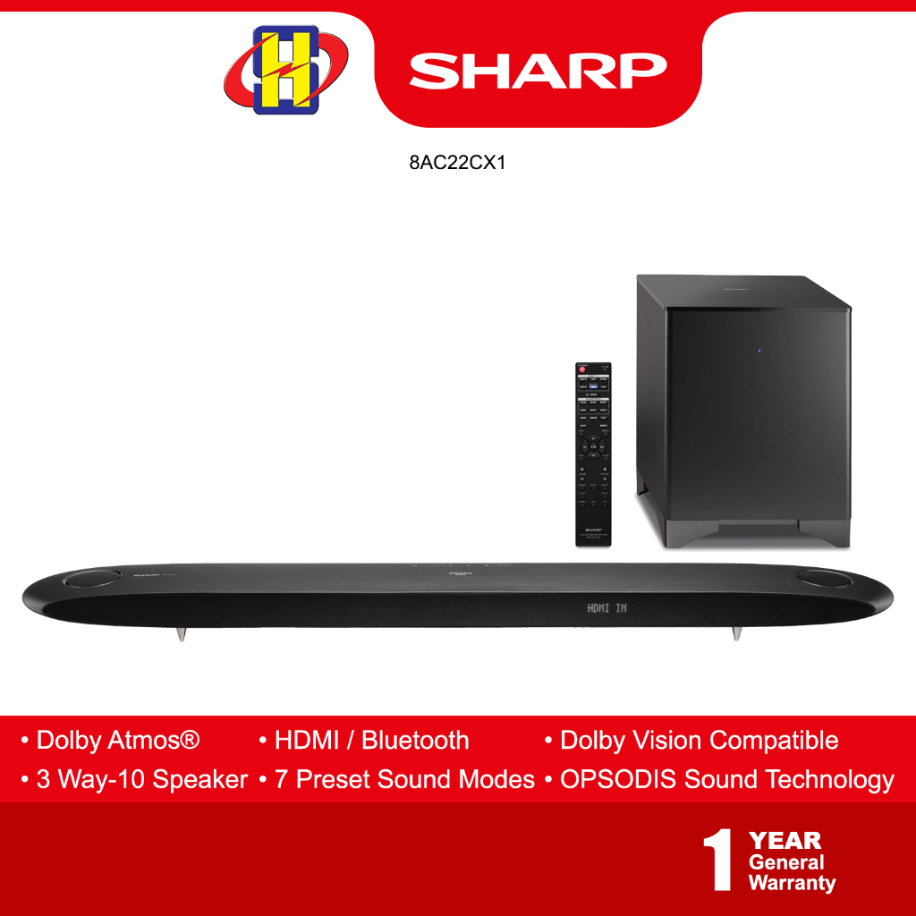 Sharp soundbar with sales subwoofer