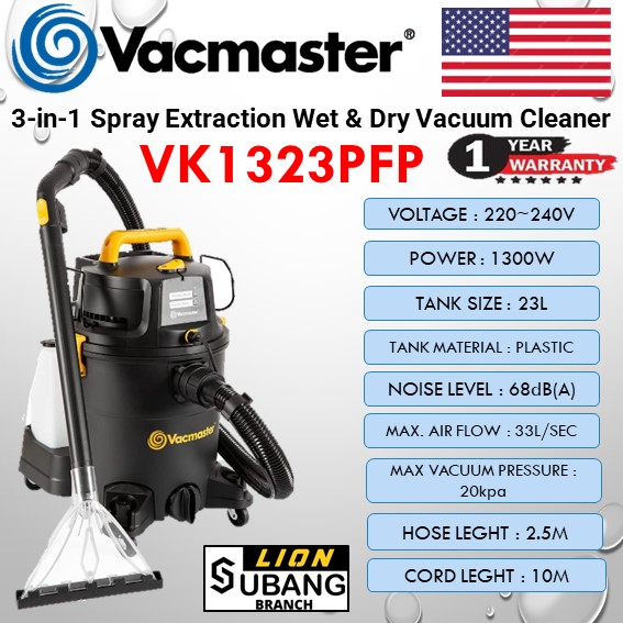 VACMASTER VK1323PFP 3IN1 Spray Extraction Wet & Dry Vacuum Cleaner ( Carpet Cleaner ) 1300w U