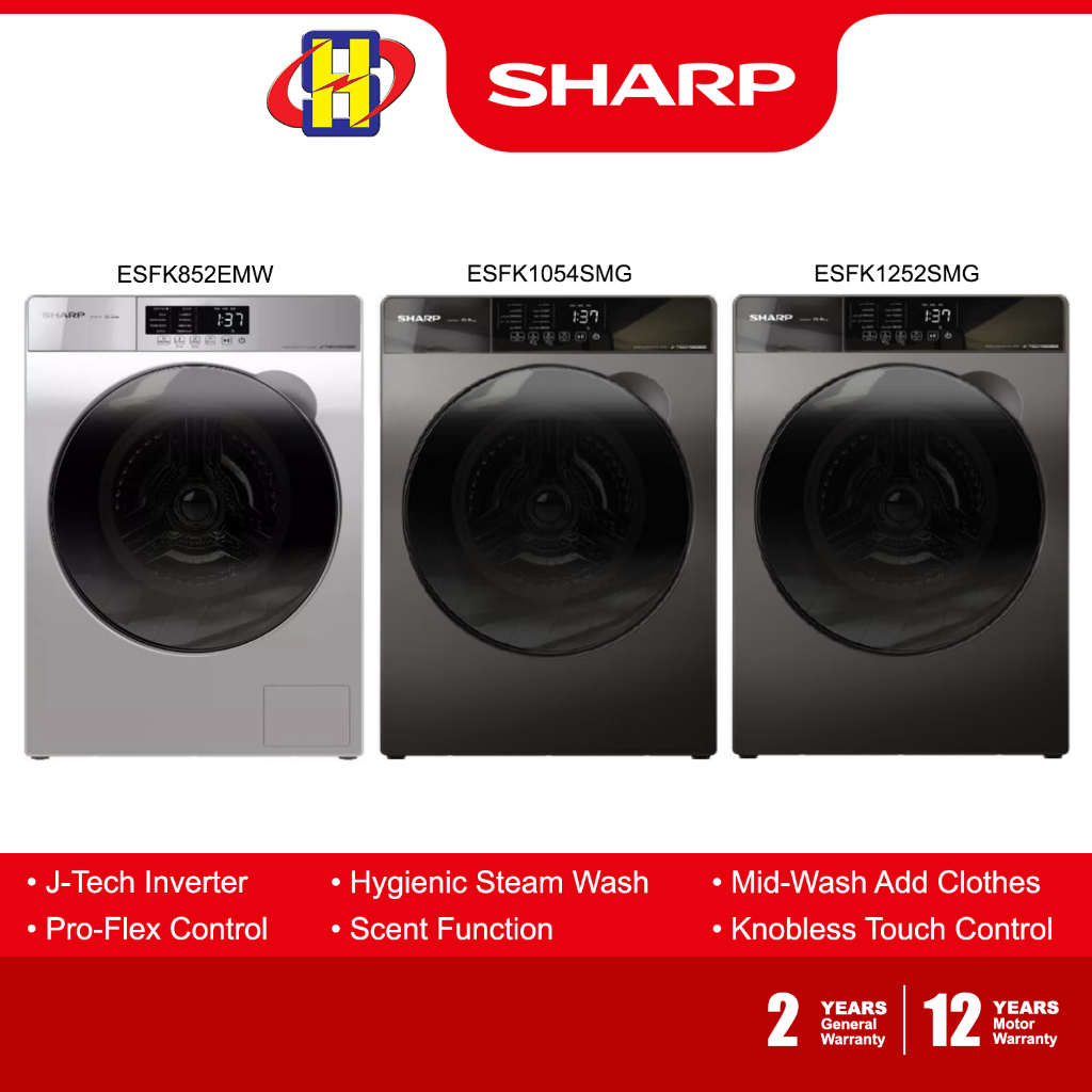 Sharp Front Load Washing Machine (8.5KG/10.5KG/12.5KG) JTech Inverter